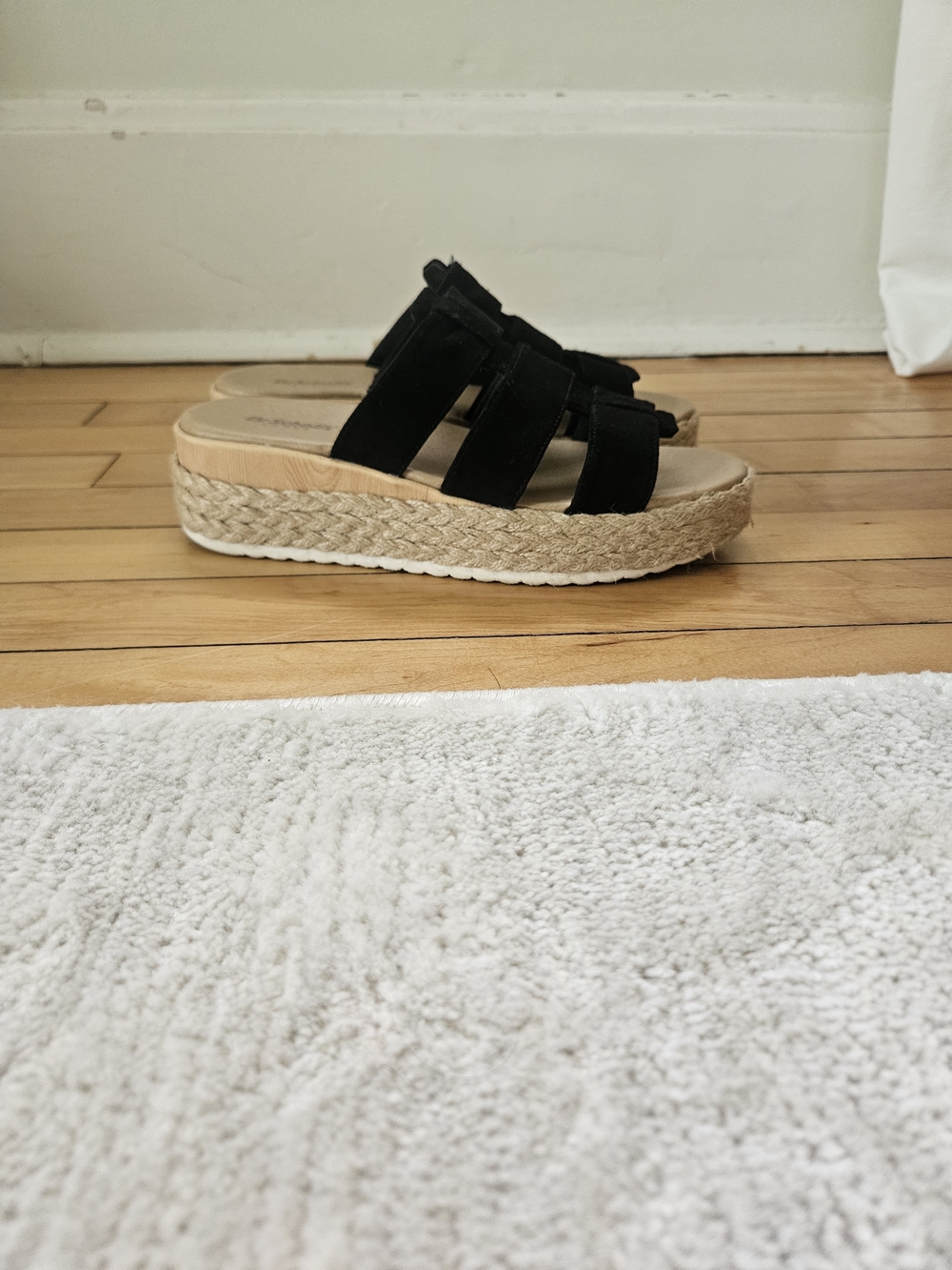 Dr. Scholl's Black Espadrille Platform Slide Sandals